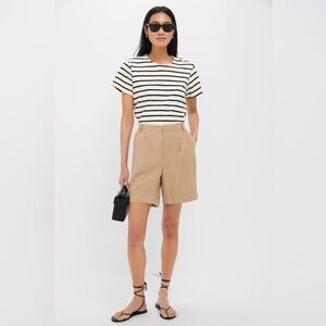 Tuckernuch Khaki Pleated High-rise Shorts 6